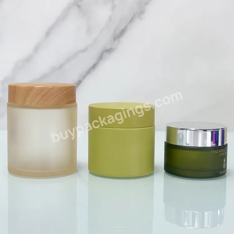 Factory Customized Green Color And Logo Glass Cream Jar 30g 50g Container Packaging With Great Price And Green Lid