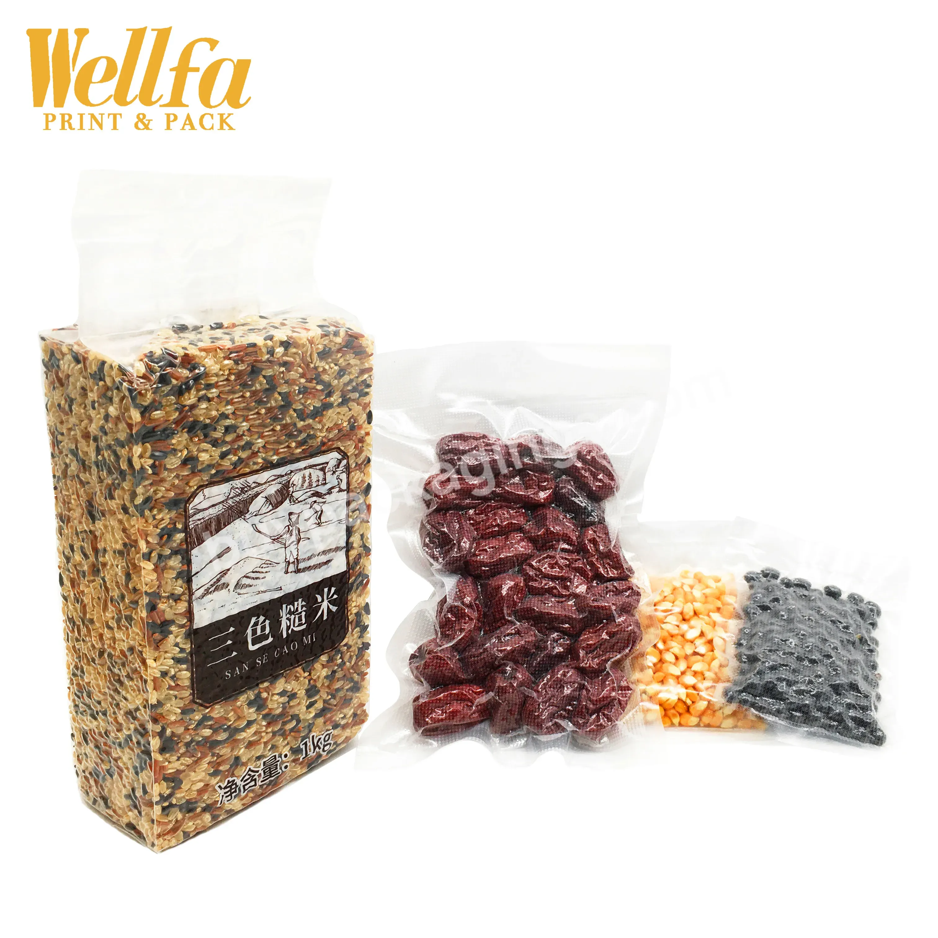 Factory Customized Leak Proof Food Grade Transparent Embossed Nylon Laminated Pe Vacuum Rice Green Bean Meat Seal Packing Bag