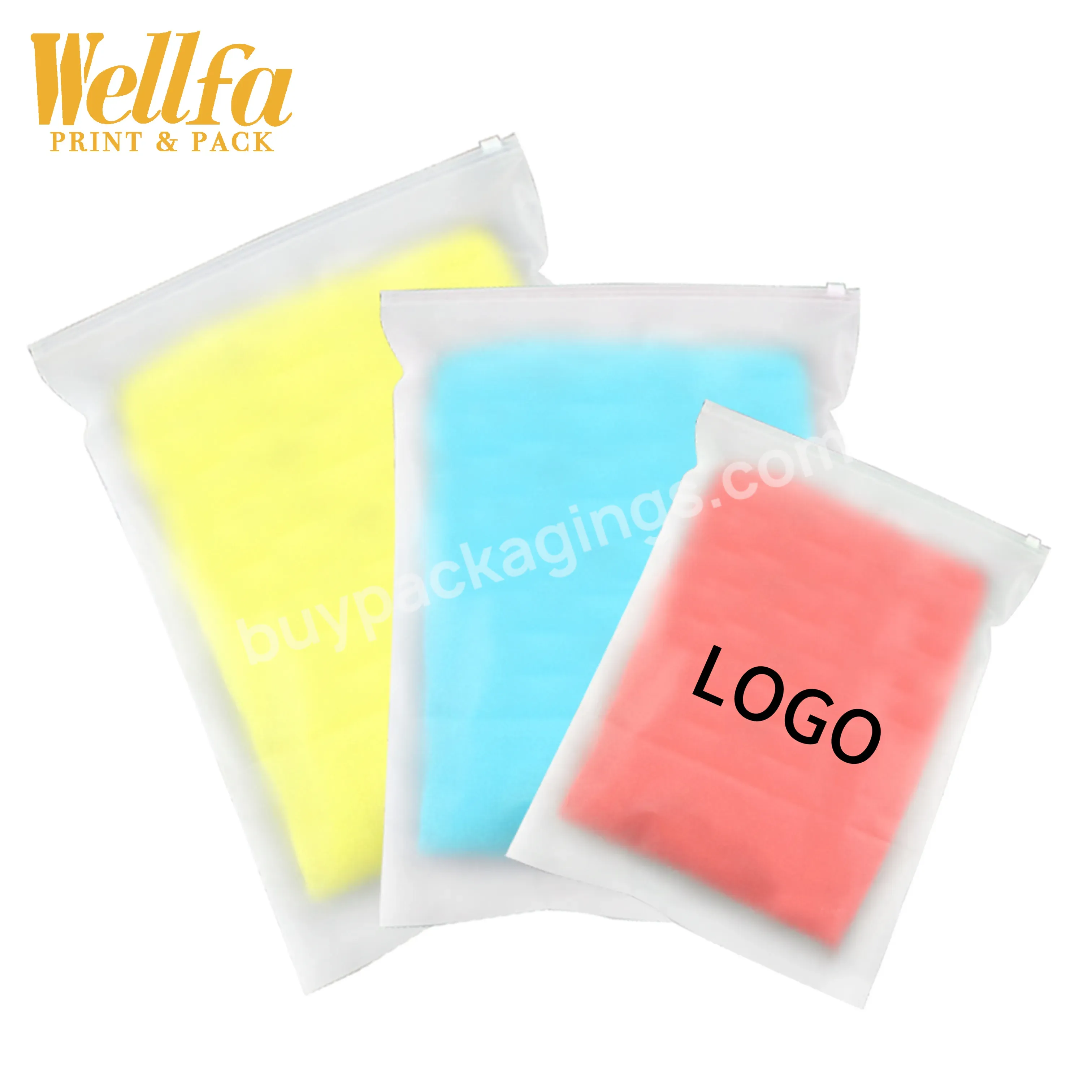 Factory Customized Oem Logo Printed Clear Frosted Plastic Ziplock Bag For Clothing With Logo Zipper 3 Side Sealed Pouch - Buy Clothing Packaging Bag,Zip Lock Bag,Factory Customized Logo Pouch.