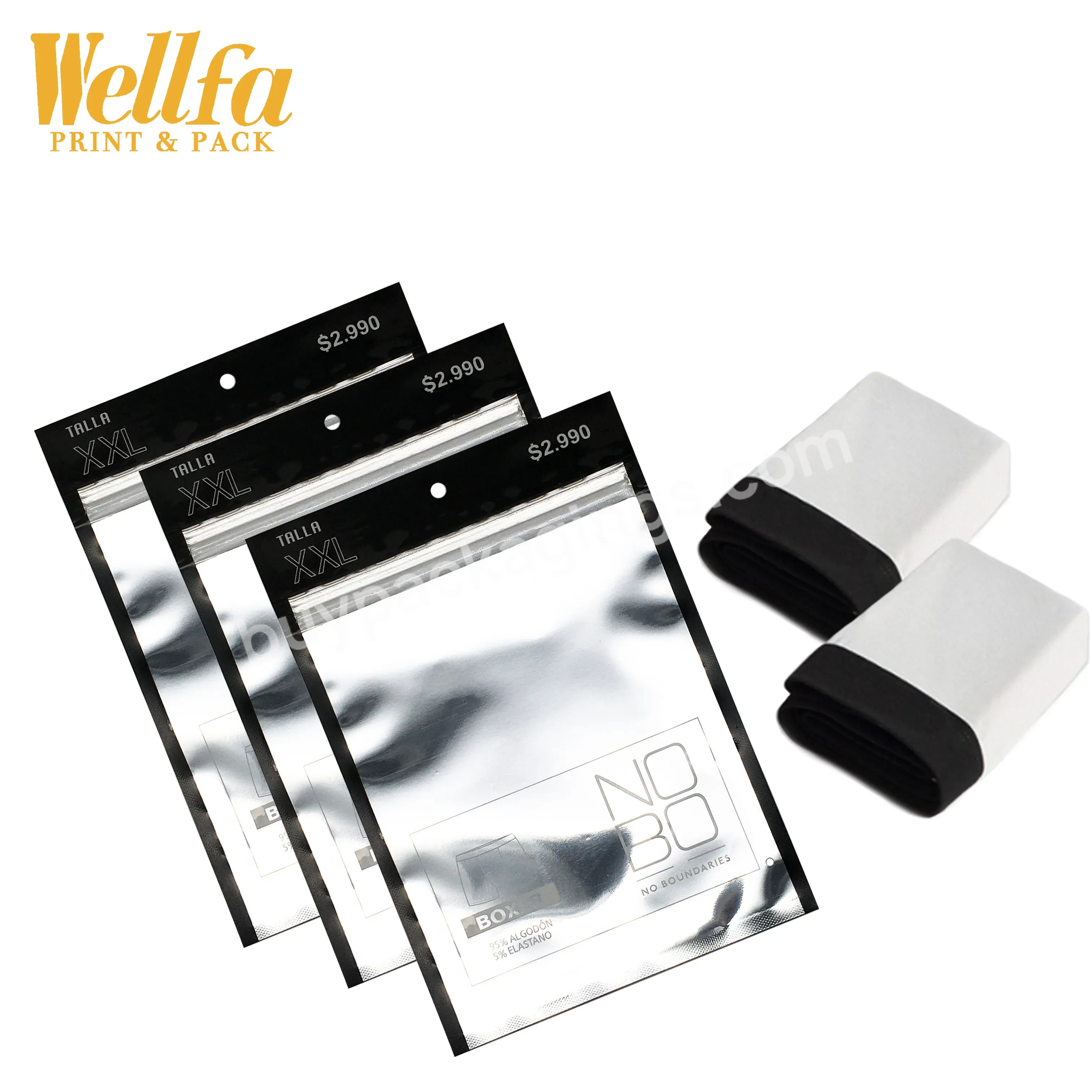 Factory Customized Oem Logo Printed Clear Frosted Plastic Ziplock Bag For Clothing With Logo Zipper 3 Side Sealed Pouch