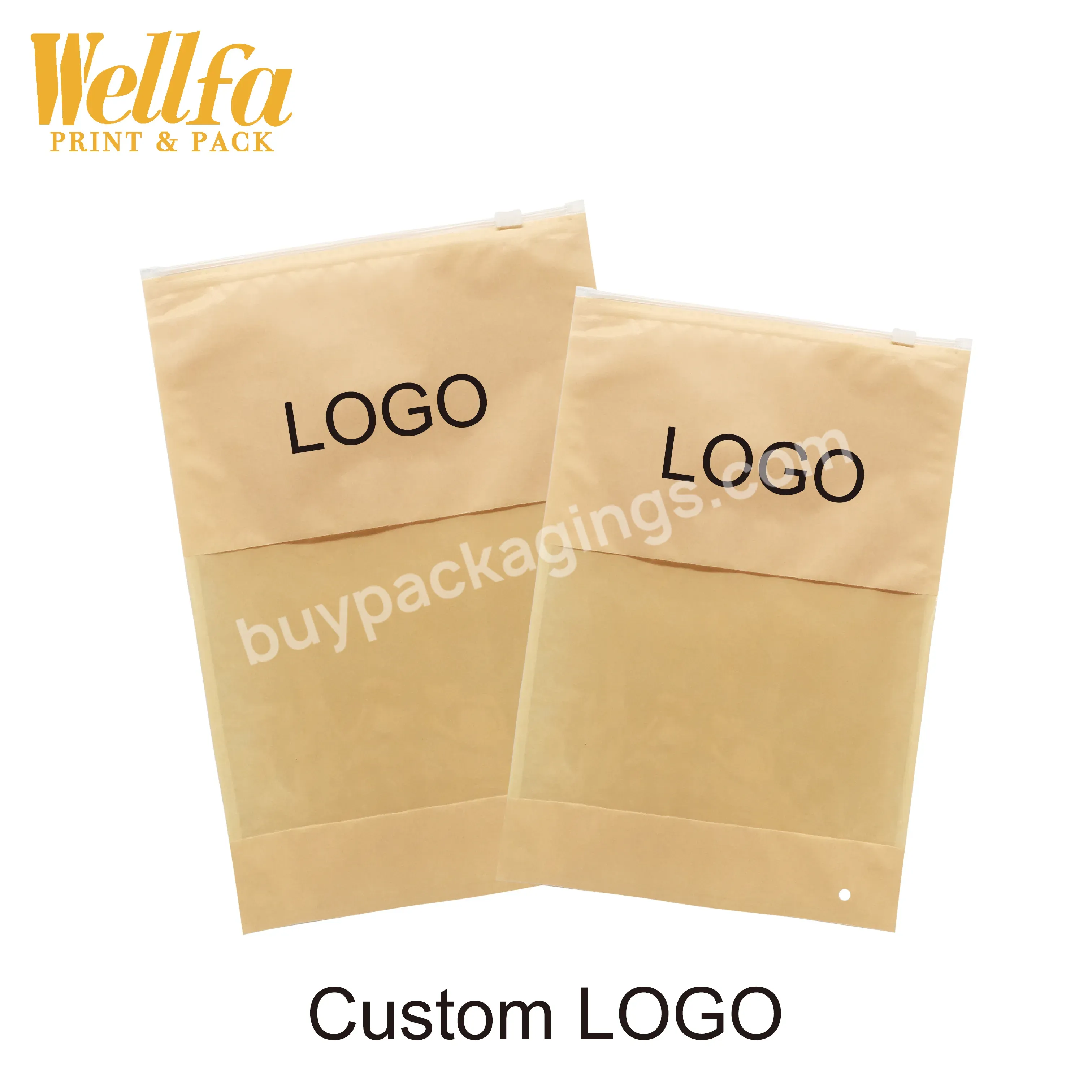 Factory Customized Oem Printed Three Side Sealed Clothing Bag Matte Frosted Eva Plastic Zipper Lock Underwear Packaging Bag