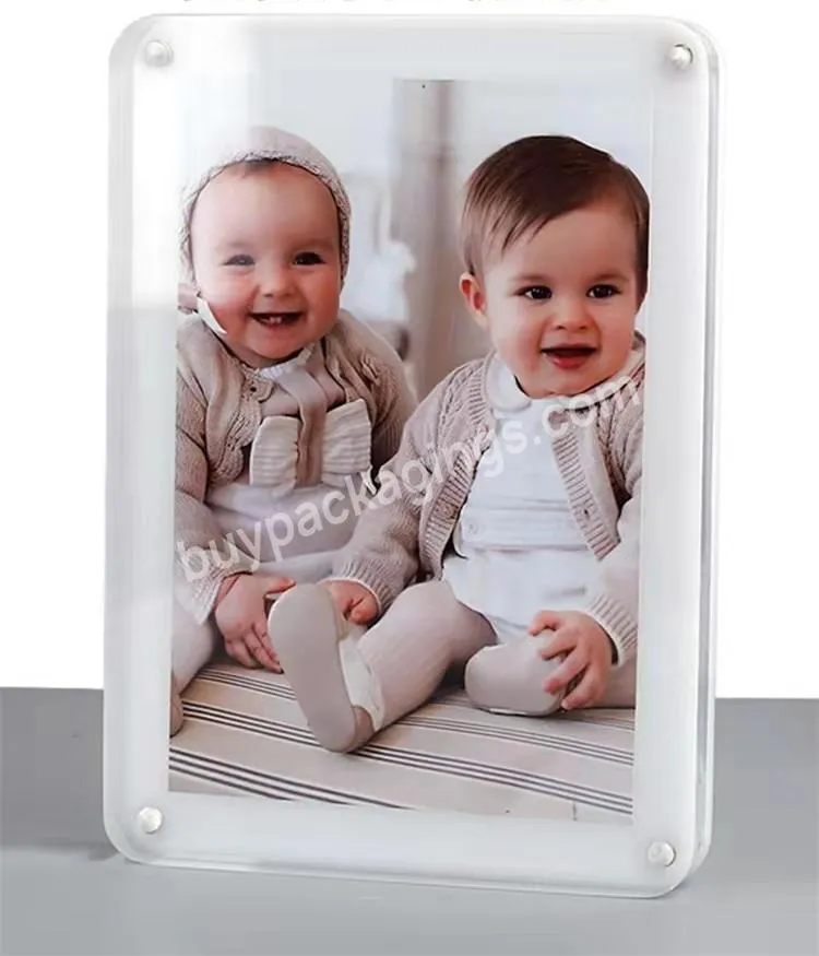 Factory Customized Transparent Acrylic Photo Frame Creative Round Corner Strong Magnetic Multi-specification Photo Frame - Buy Popular Acrylic White Inset Magnet Christmas Paper Photo Frame With Strong Magnet,Acrylic Strong Magnetic Price Tag Transpa