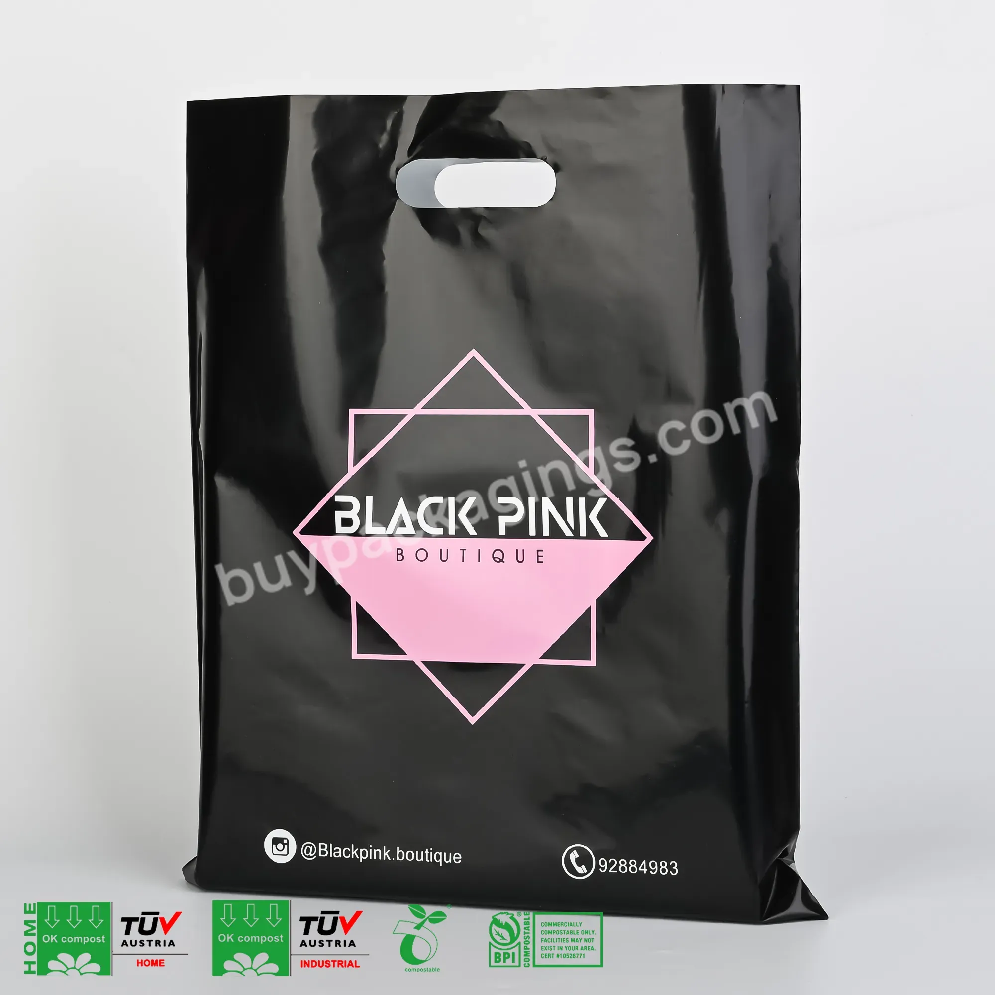 Factory Die Cut Custom Plastic Packaging Bag Shopping Bag Drawstring Tear Resistant Biodegradable Mylar Bags