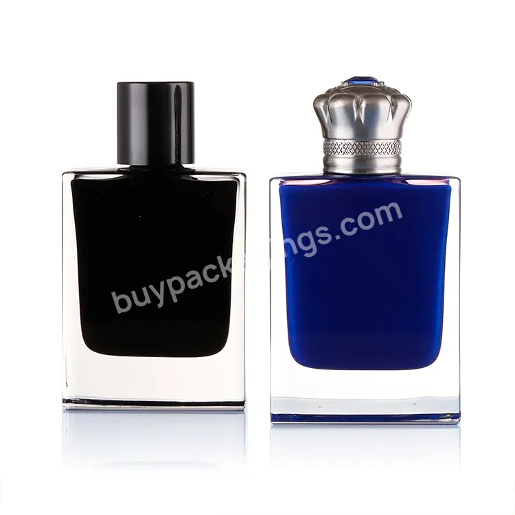 Factory Direct 50ml Perfume Spray 50ml With Cap Black Square Glass Bottle