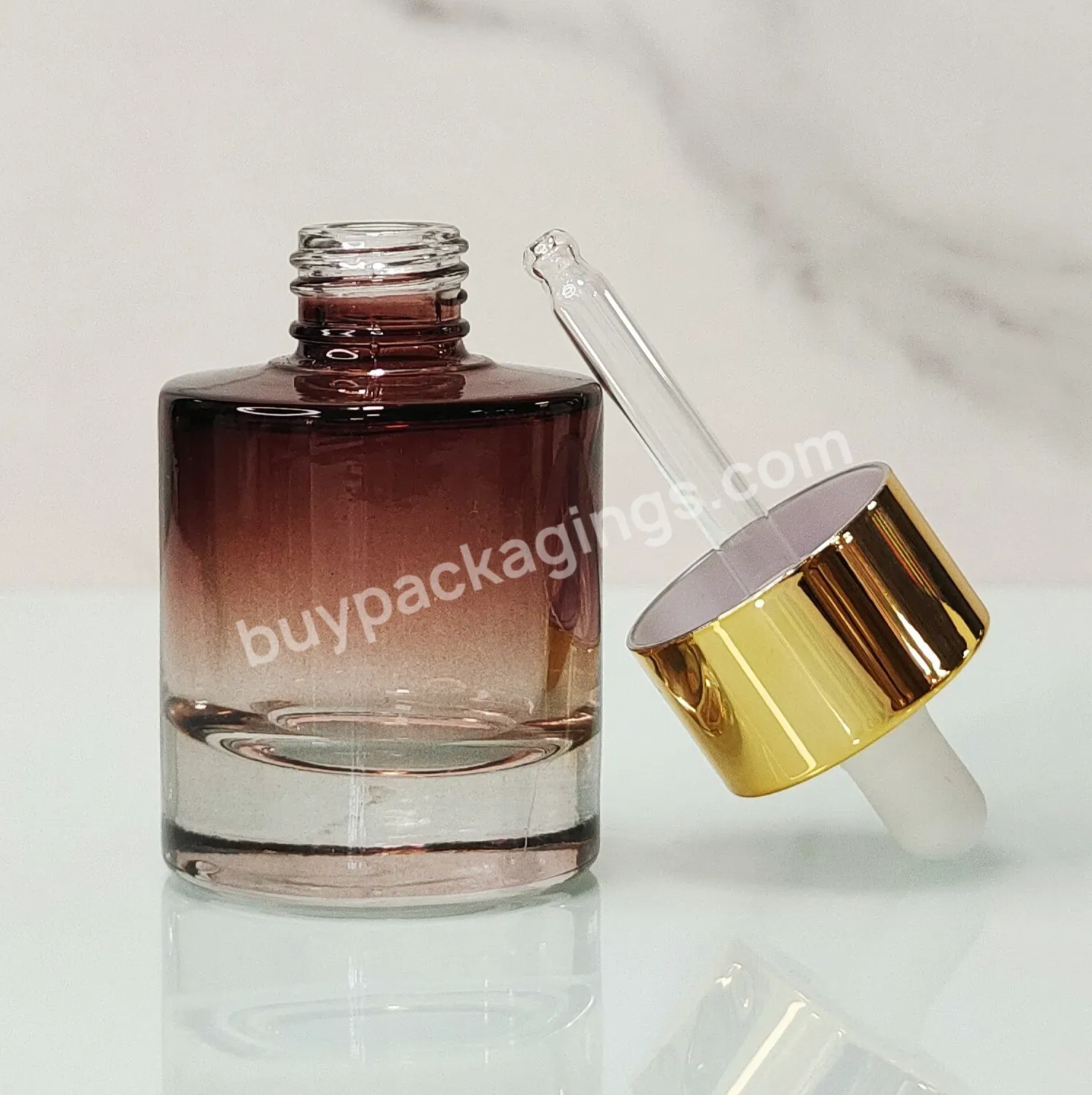 Factory Direct Custom Logo Wholesale Gradient Amber 30ml Dropper New Design Fancy Empty Oil Glass Bottle