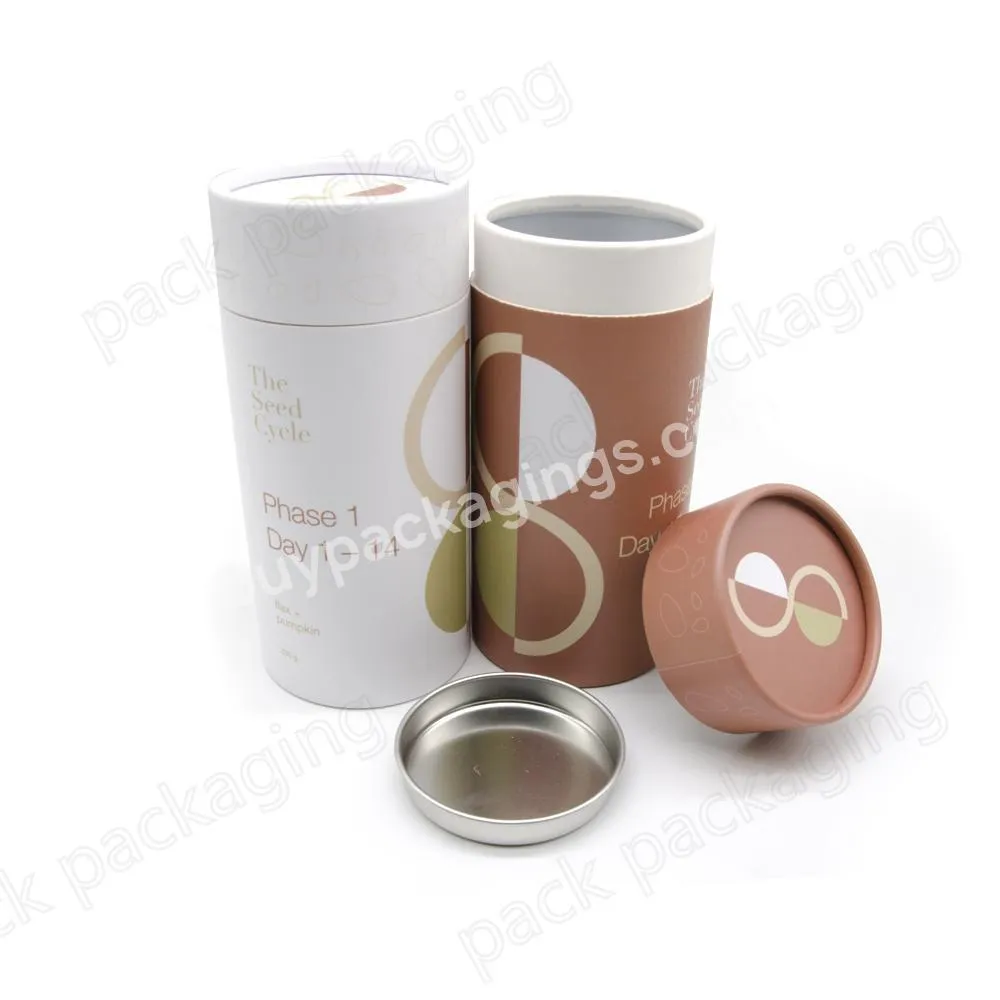 Factory Direct Custom Muesli Paper Tube Packaging Superfoods Cereal Round Paper Box Packaging with Aluminum Foil To Keep Dry