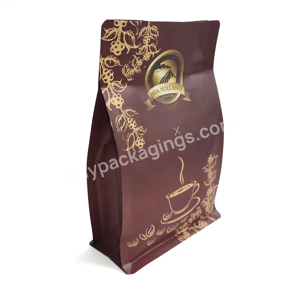 Factory Direct Custom Printed Cafe Resealable Packaging Bag Customized Flat Bottom Coffee Bag With Valve