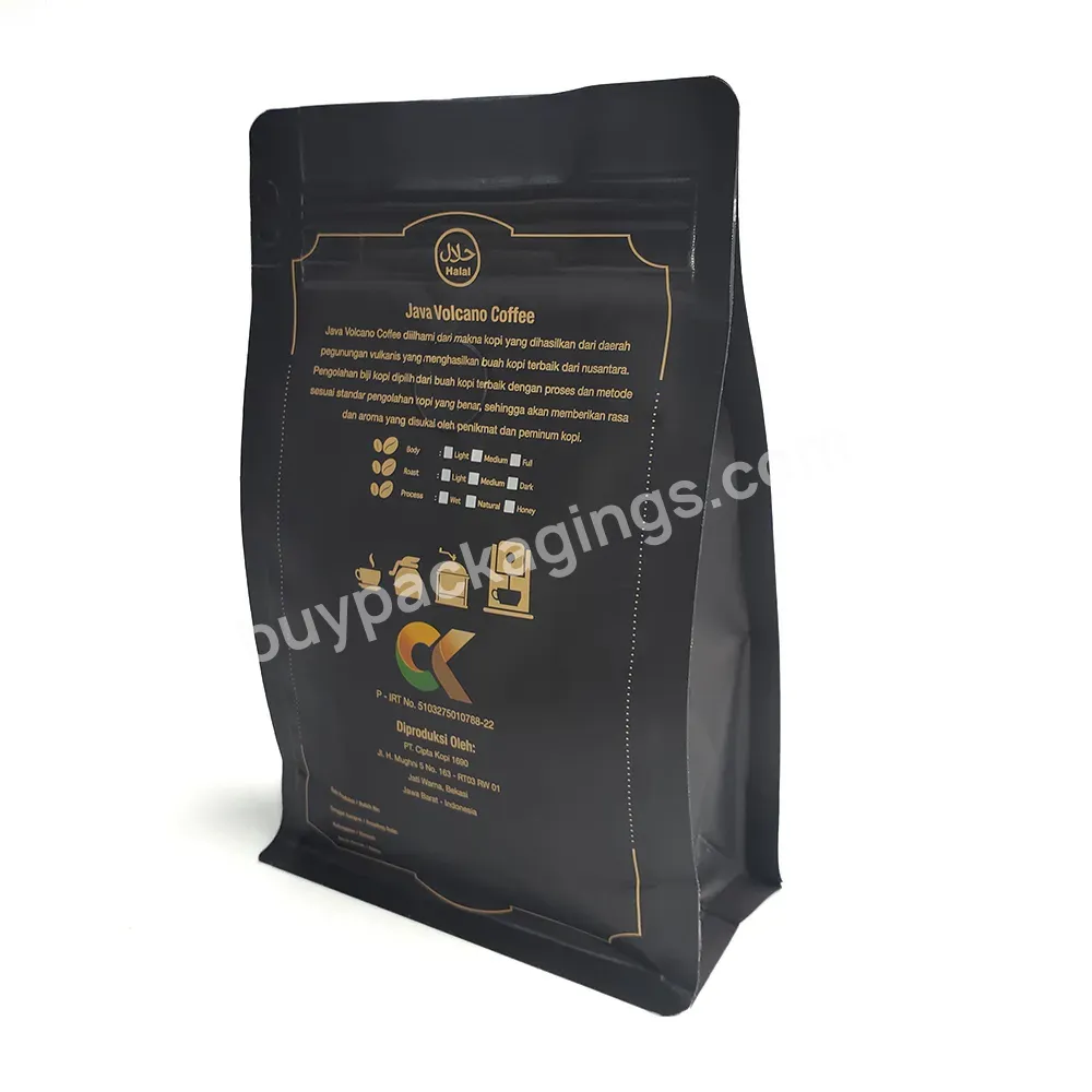 Factory Direct Custom Printed Cafe Resealable Packaging Bag Customized Flat Bottom Coffee Bag With Valve