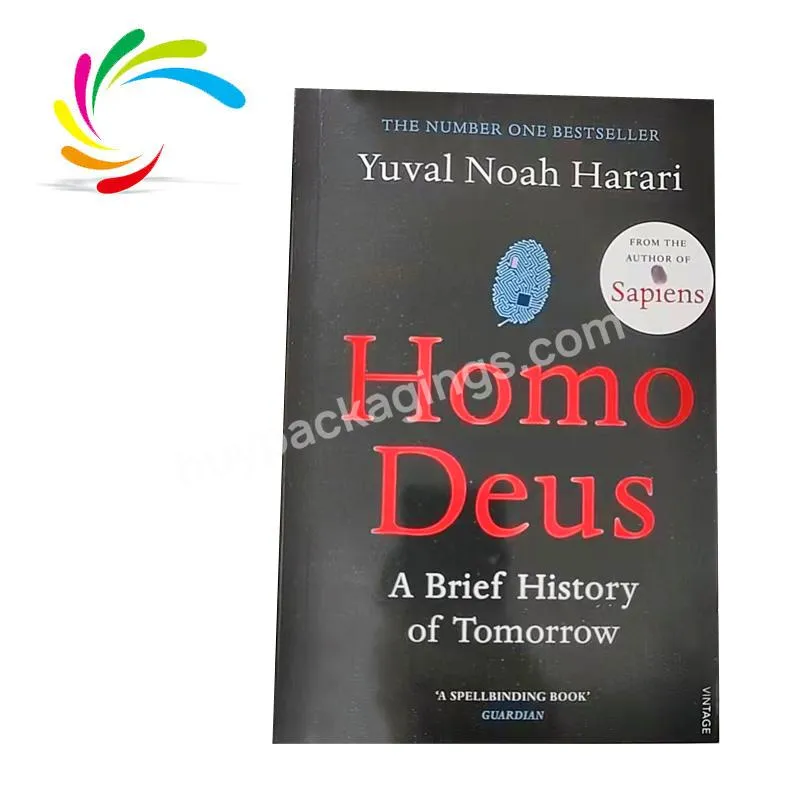 Factory direct latest bestseller stock black and white book printing Homo Deus adults reading novels book printing service