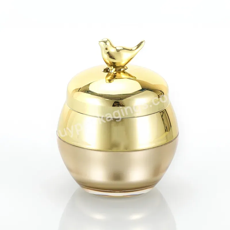 Factory Direct Light Luxury 20g Golden 3d Top Cover Eye Cream Face Cream Jar Empty Acrylic Jar With Lid