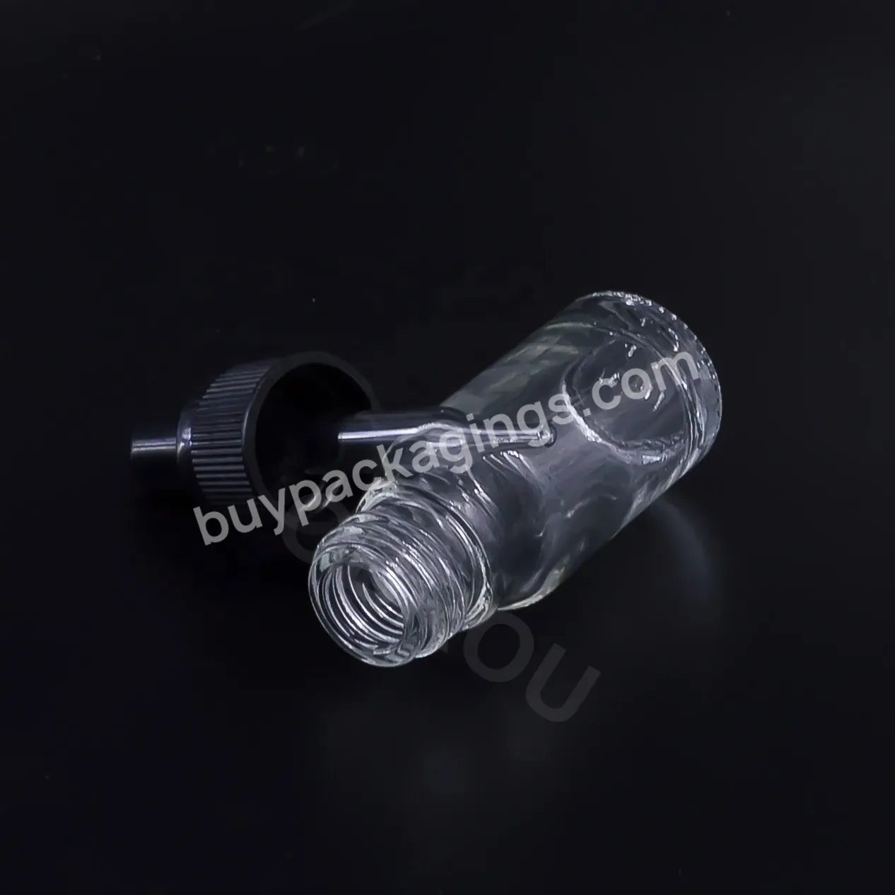 Factory Direct Sale 20ml 30ml 50ml 100ml Round Essential Oil Bottle Empty Transparent Glass Dropper Bottles