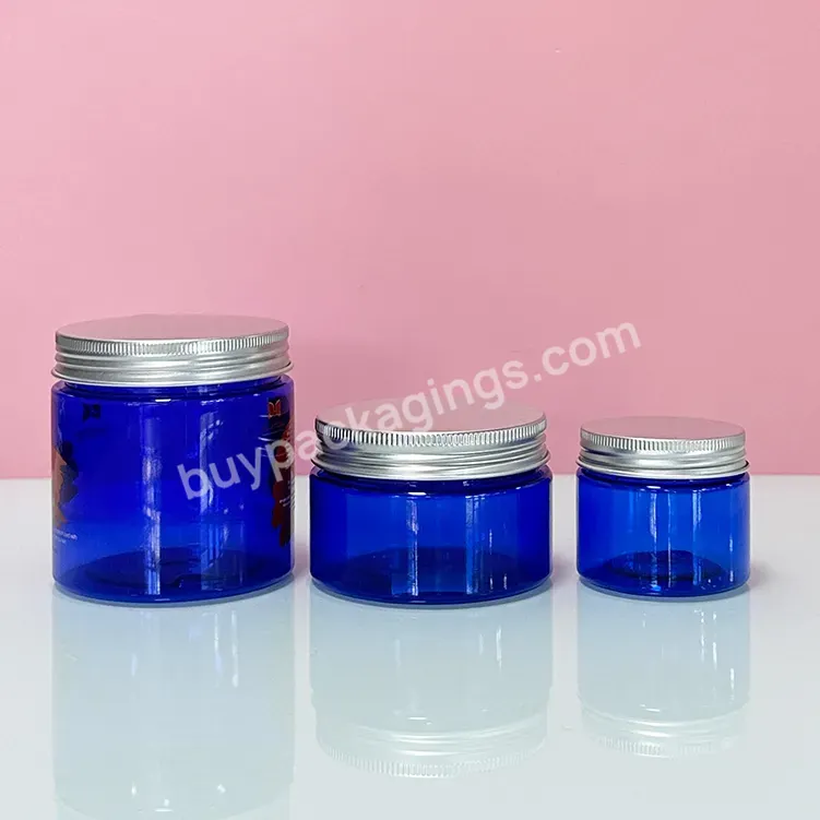 Factory Direct Sale 2oz 4oz 8oz 300ml 500ml 600ml Food Honey Cookie Food Blue Jar With Lid Clear Pet Spice Plastic Jar With Lid - Buy 500ml 350ml Pet Plastic Cosmetics Containers And Packaging,100ml 120ml 140ml 150ml 180ml 200ml 250ml 300ml 400ml 600