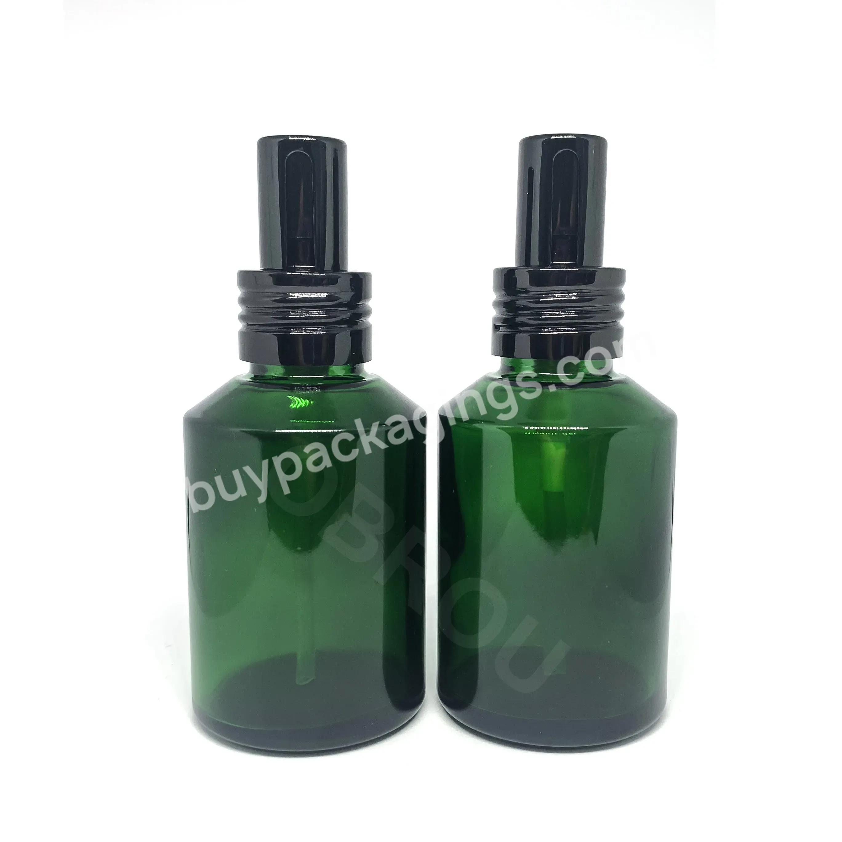 Factory Direct Sale 60ml Green Glass Bottle With Pump Sprayer For Essential Oil Serum