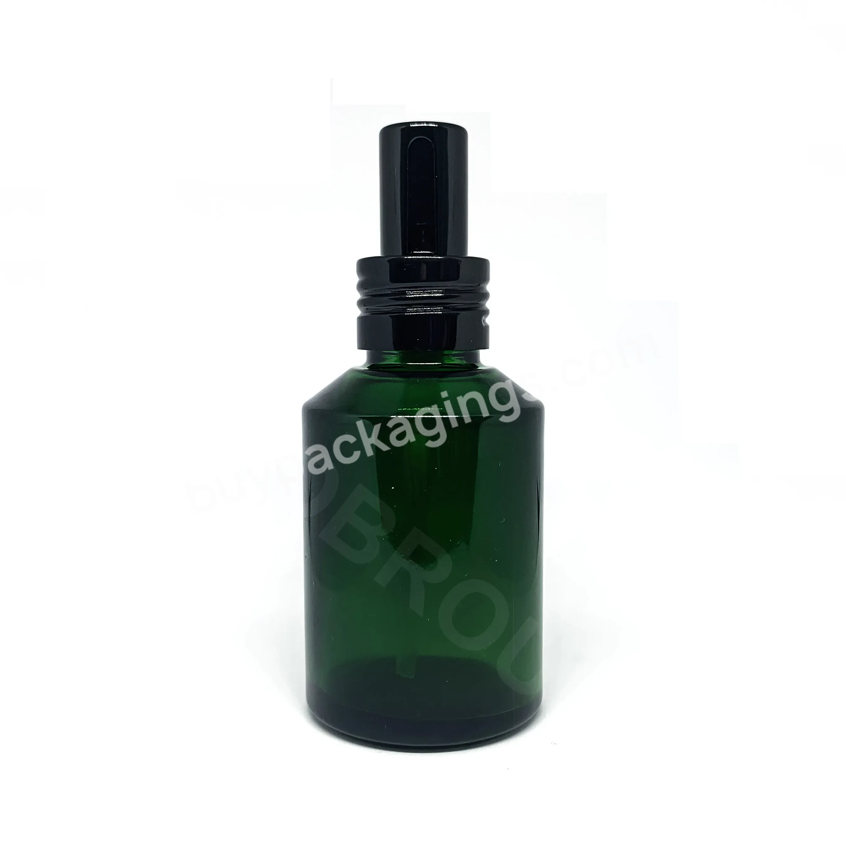 Factory Direct Sale 60ml Green Glass Bottle With Pump Sprayer For Essential Oil Serum