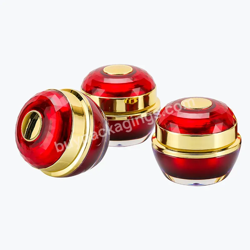 Factory Direct Sale Light Luxury Golden Red Stitching Round Acrylic Cosmetic Jar Plastic Empty Cream Jar