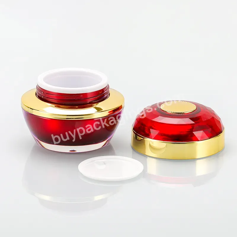 Factory Direct Sale Light Luxury Golden Red Stitching Round Acrylic Cosmetic Jar Plastic Empty Cream Jar