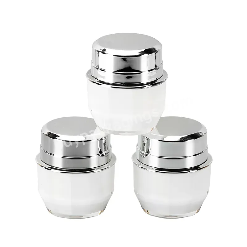 Factory Direct Sale Luxury Silver White Face Cream Jar Acrylic Plastic Cosmetic Jar Plastic Packaging Container In Stock