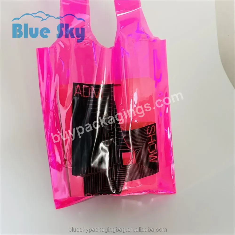 Factory Direct Sale Transparent Holographic Iridescent Shopping Bags Pvc Tpu Plastic Clear Tote Bags