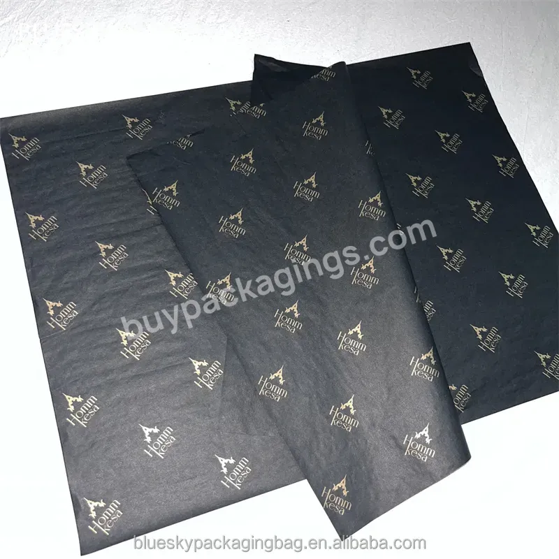 Factory Direct Sales Low Moq Size 50 * 70cm 17g Black Wrapping Paper Good Quality Printing Shiny Gold Logo - Buy Custom Tissue Paper With Logo,Promotions Gift Wrapping Paper,Custom Logo Color Wrapping Tissue Paper For Packing.