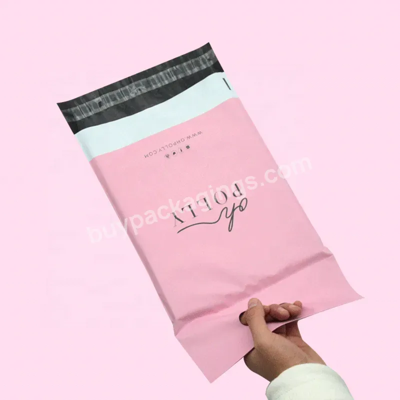 Factory Direct Sales Pink And White Polymailers With Handle Custom Size Logo Eco Friendly Self Adhesive