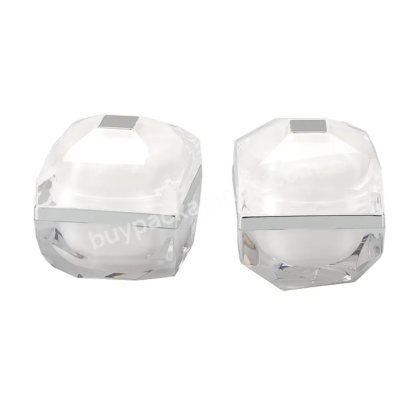 Factory Direct Sell Pearl River White 10g Square Sharp Corner Acrylic Plastic Cosmetic Cream Jar Packaging Container