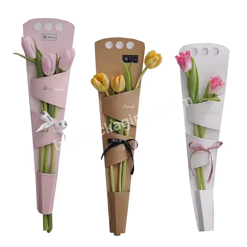 Factory Direct Selling Simple Portable Long Stem Roses Box Wholesale Custom No Logo Foldable Flower Gift Box Packaging Art Paper