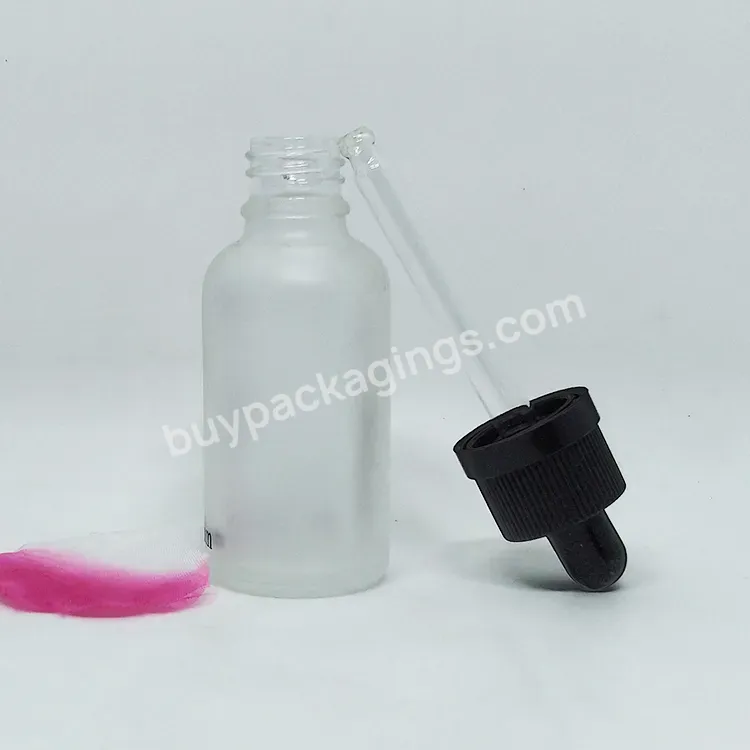 Factory Direct Stock Transparent Frosted Round Resistant Glass Dropper Lotion Bottles For Essential Oil