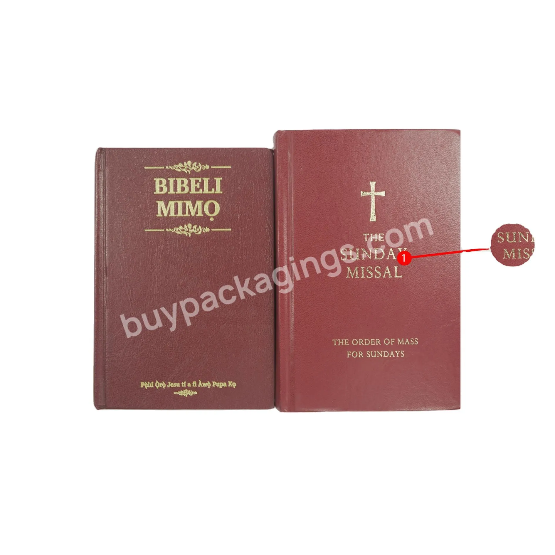 Factory direct supply custom hardcover  gold foil stamping red cover holy bible printing