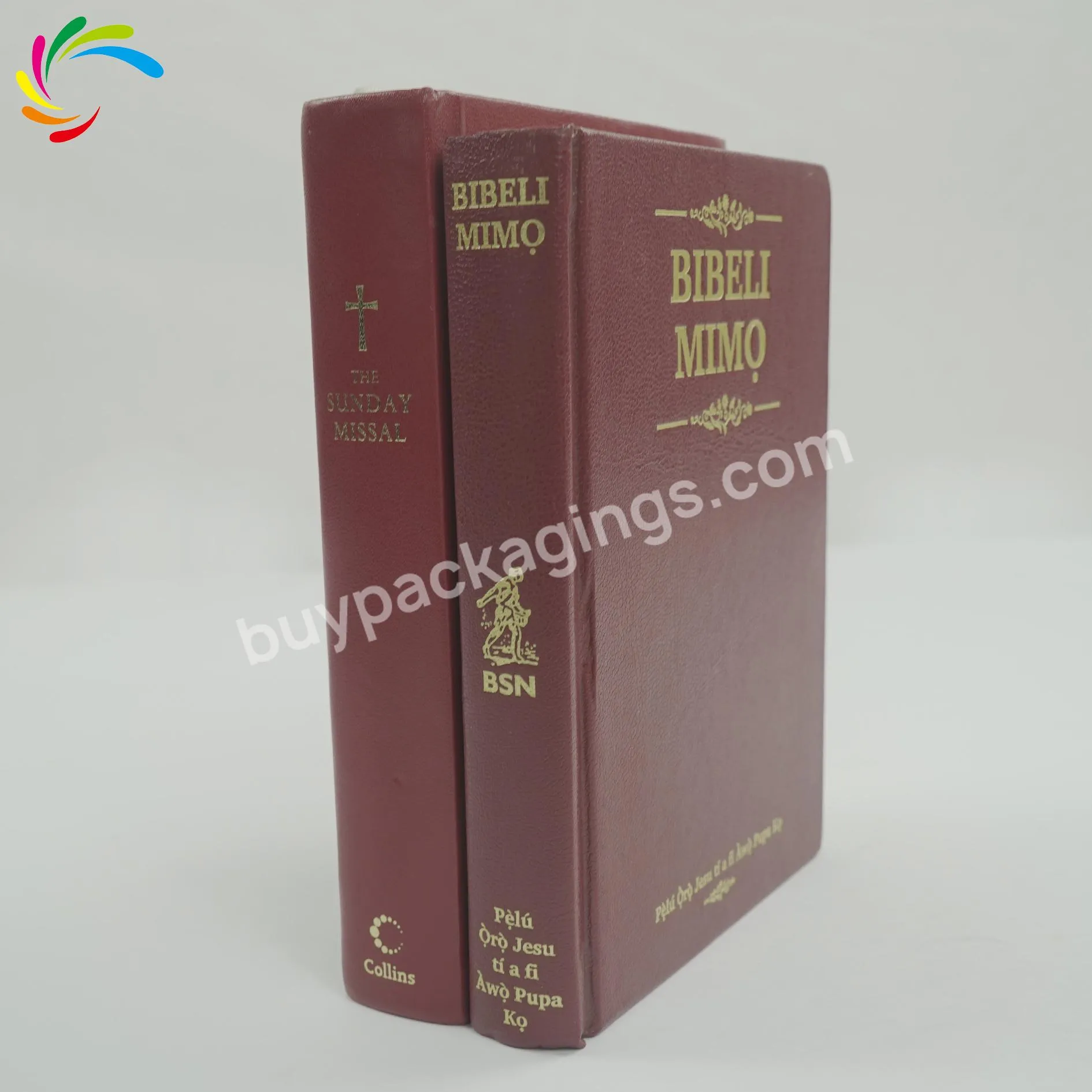 Factory direct supply custom hardcover  gold foil stamping red cover holy bible printing