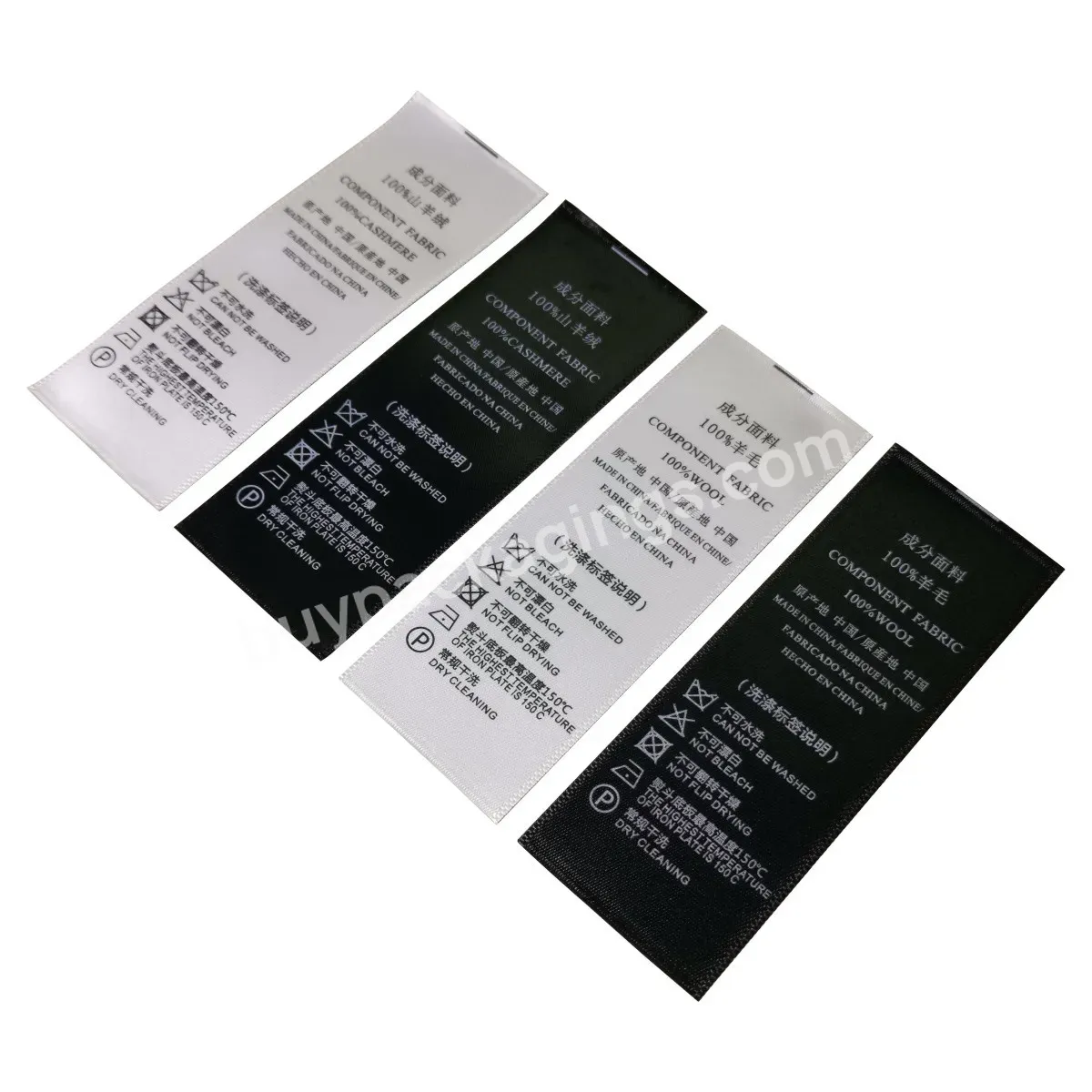 Factory Direct Supply Custom Printed Logo Clothing Black Satin Care Labels