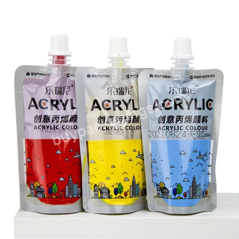 Factory Direct Supply Refillable Oil Paint Gouache Colour Organic Pigment Spout Pouch Plastic Acrylic Paint Squeeze Pouch