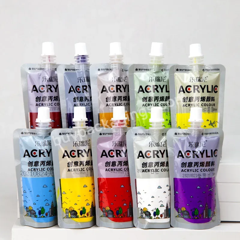 Factory Direct Supply Refillable Oil Paint Gouache Colour Organic Pigment Spout Pouch Plastic Acrylic Paint Squeeze Pouch