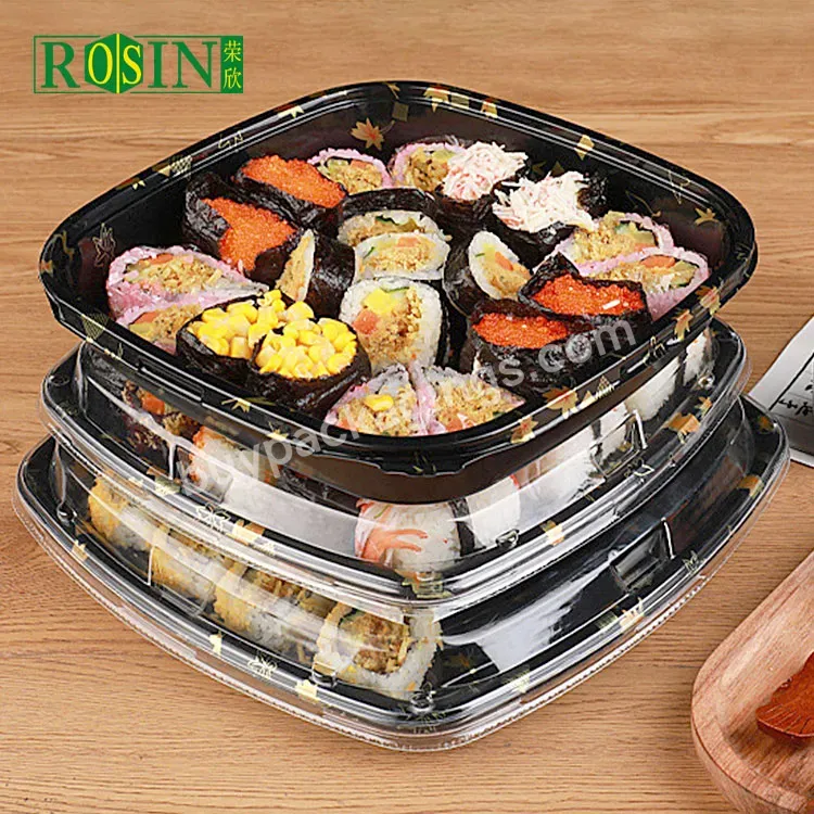 Factory Direct Takeaway Square Plastic Sushi Food Container With Lid