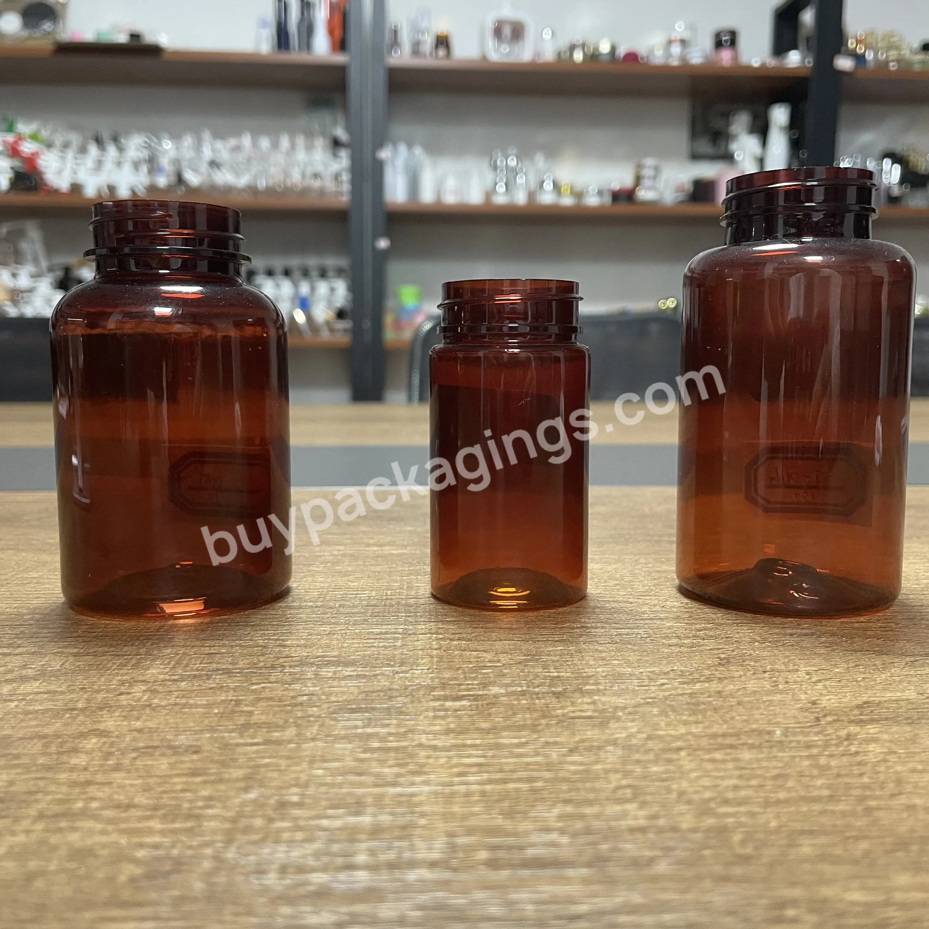 Factory Directly 300ml Amber Color Pet Pill Bottle With Brown Color Flip Top Cap And Aluminum Seal