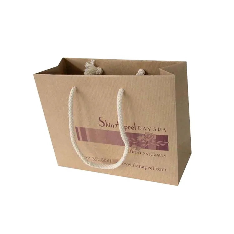 factory directly customized logo printing with handle brown paper bag
