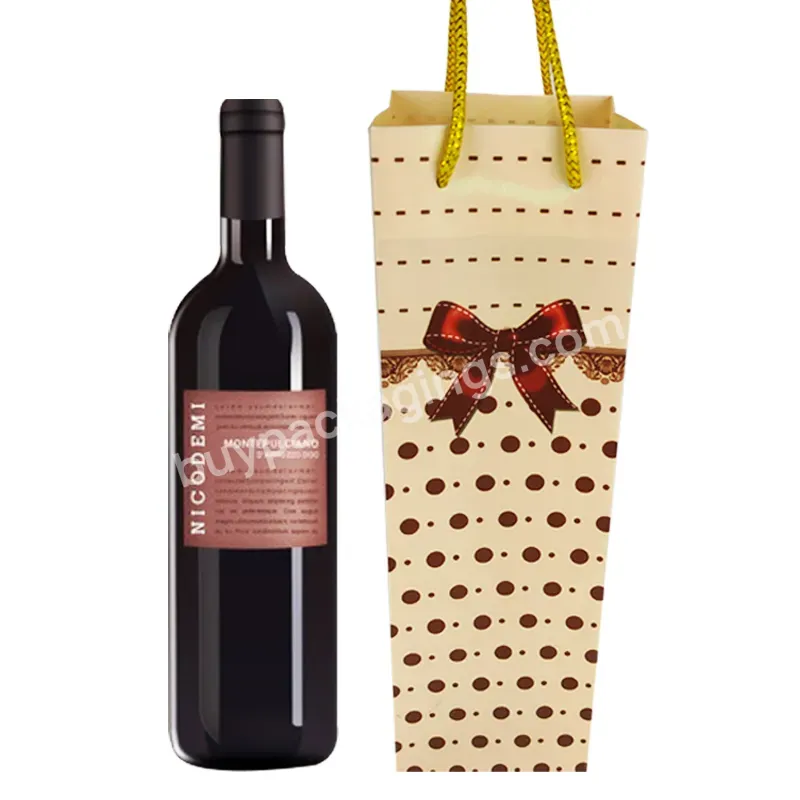 Factory High Quality Custom Wine Bag Printing Foldable Waterproof Gift Packaging Paper Bottle Wine Gift Bags With Logo