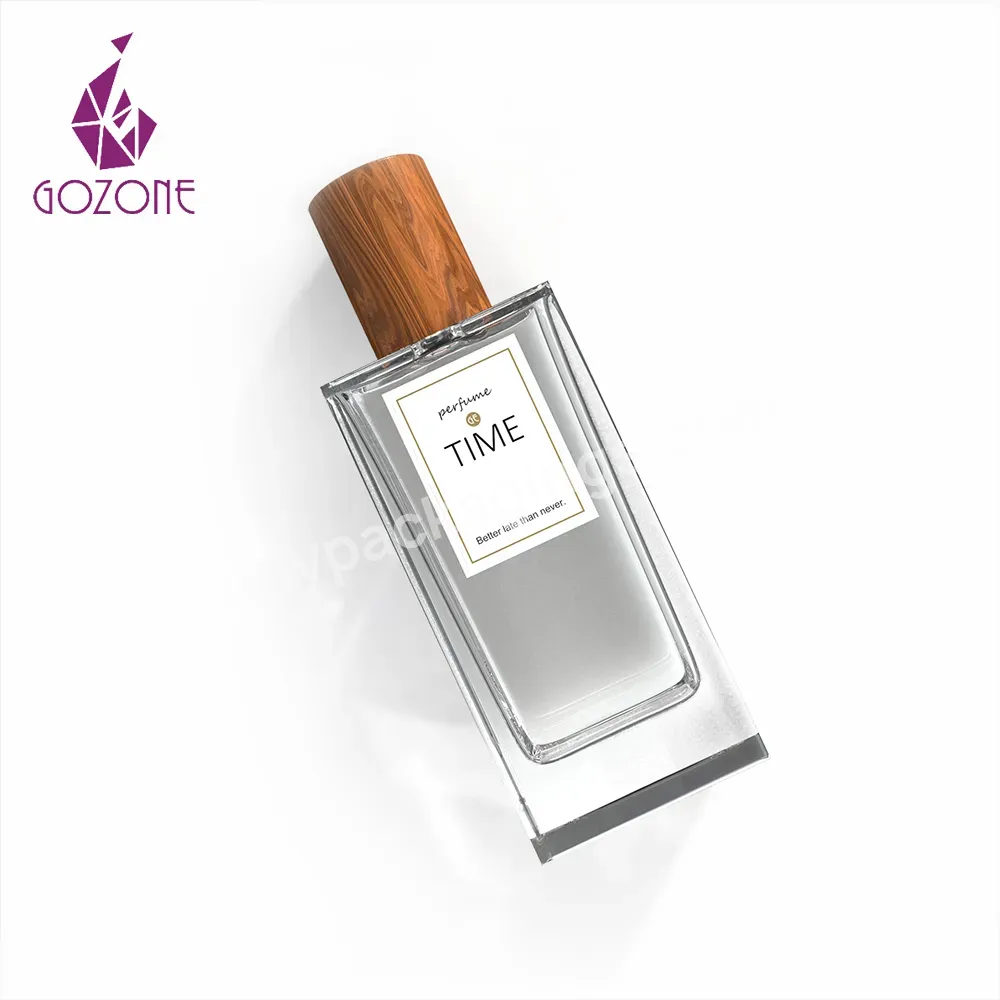 Factory Hot Sale Square Perfume Bottle Wood Lid Perfume Bottle 100ml Perfume Bottle 30ml With Wood Cap