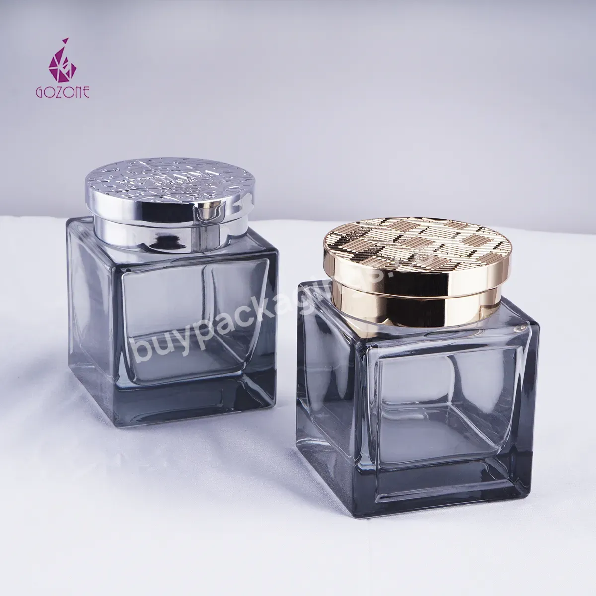 Factory Hot Sale Square Zamac Cap Wide Mouth Custom Glass Jar For Bakhoor