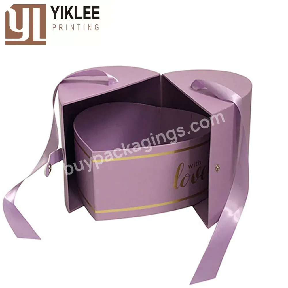 Factory Inner Drawer Floral Box Heart Shaped Half-opening Paper Gift Box Flower Gift Box Valentine's Day Holding Gifts