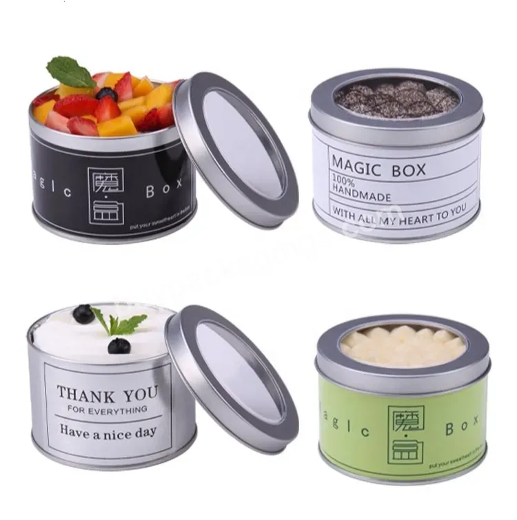 Factory Large Stock 3.5 Inch Empty Round Tin Cans With Clear Window Lids For Food Packaging For Diy Small Cakes 90x60mm