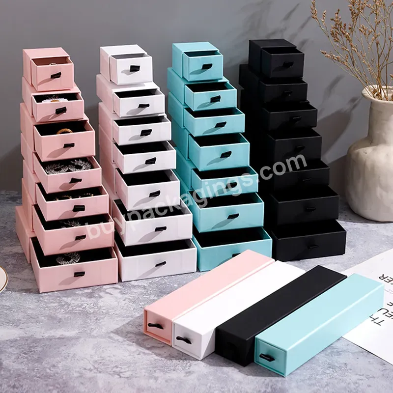 Factory Low Price Wholesale Jewelry Box Set Can Be Customized Jewelry Box Logo,Luxury Drawer Black Jewelry Box