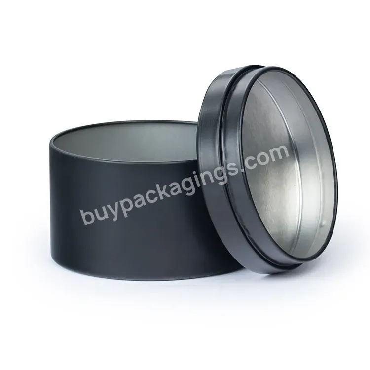 Factory Made 2 Oz Mette Black Empty Tin Cans Sealed Metal Box For Candles 8 Oz Candle Tins Jar 6 Oz 4oz