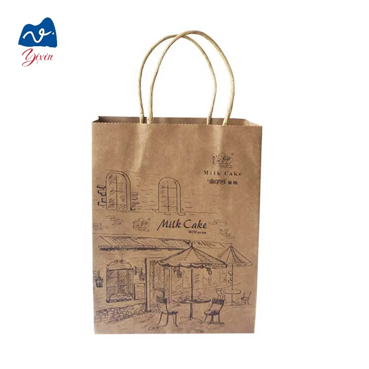 Factory making grocery kraft paper bag with handle