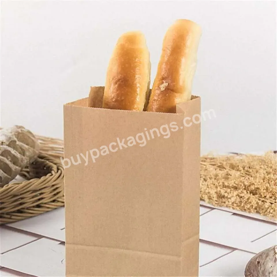Factory Manufacturer Bakery Food Printed Brown Kraft Bread Packaging Paper Bags