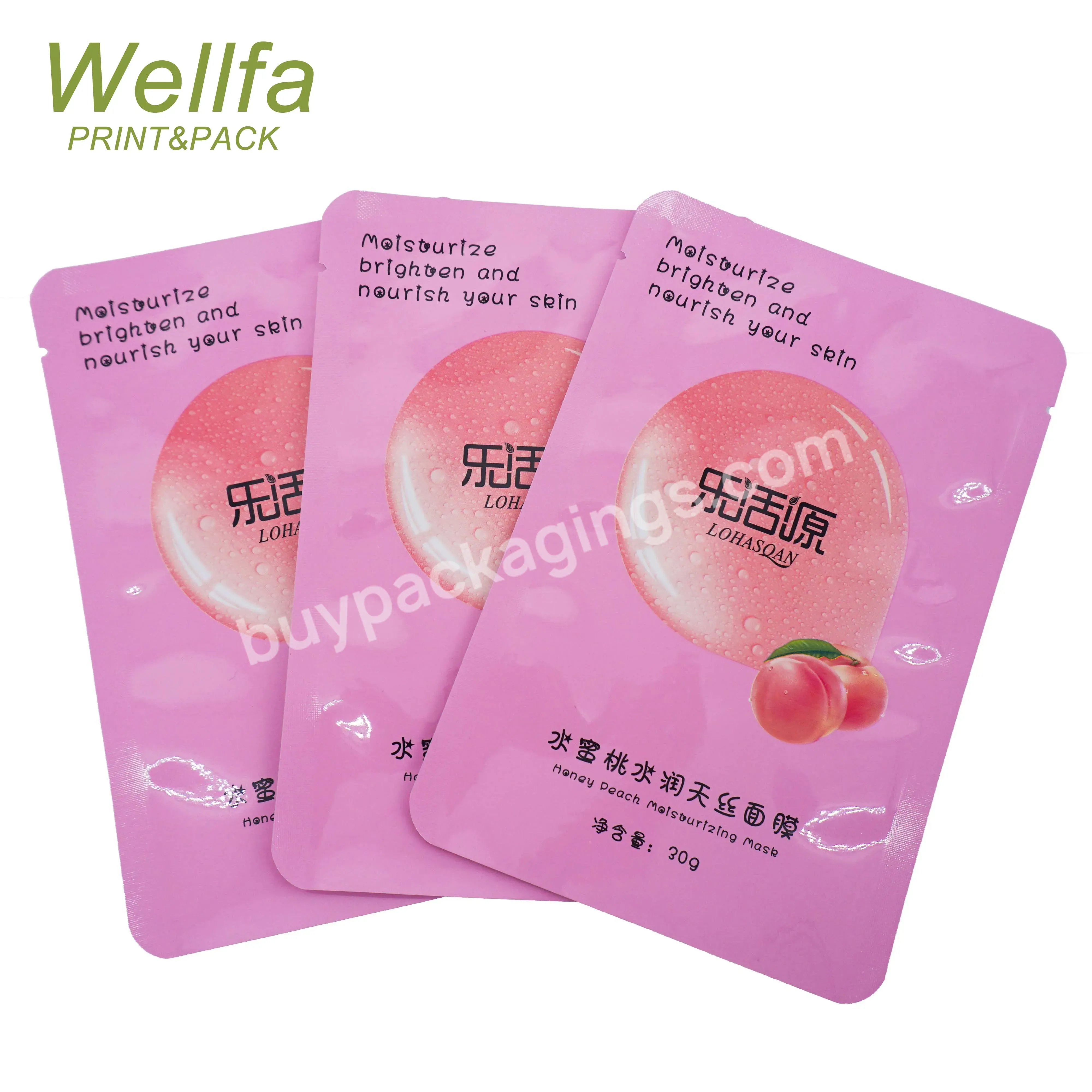 Factory Oem Aluminum Foil Custom Printed Logo Three Side Seal Packaging Heat Sealpouch For Cosmetic Cream Facial Mask