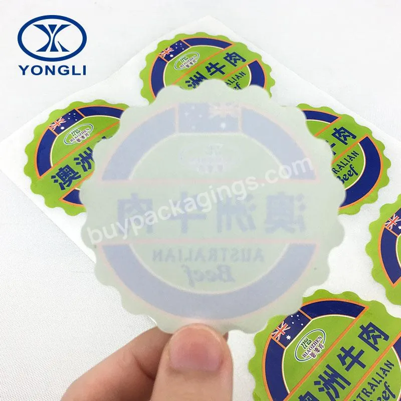 Factory OEM Cheap Circular Die Cut Food Package Label Glossy Paper Round Label Stickers For Beef