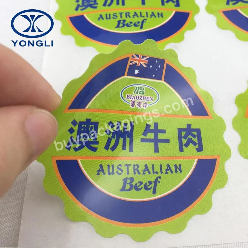 Factory OEM Cheap Circular Die Cut Food Package Label Glossy Paper Round Label Stickers For Beef