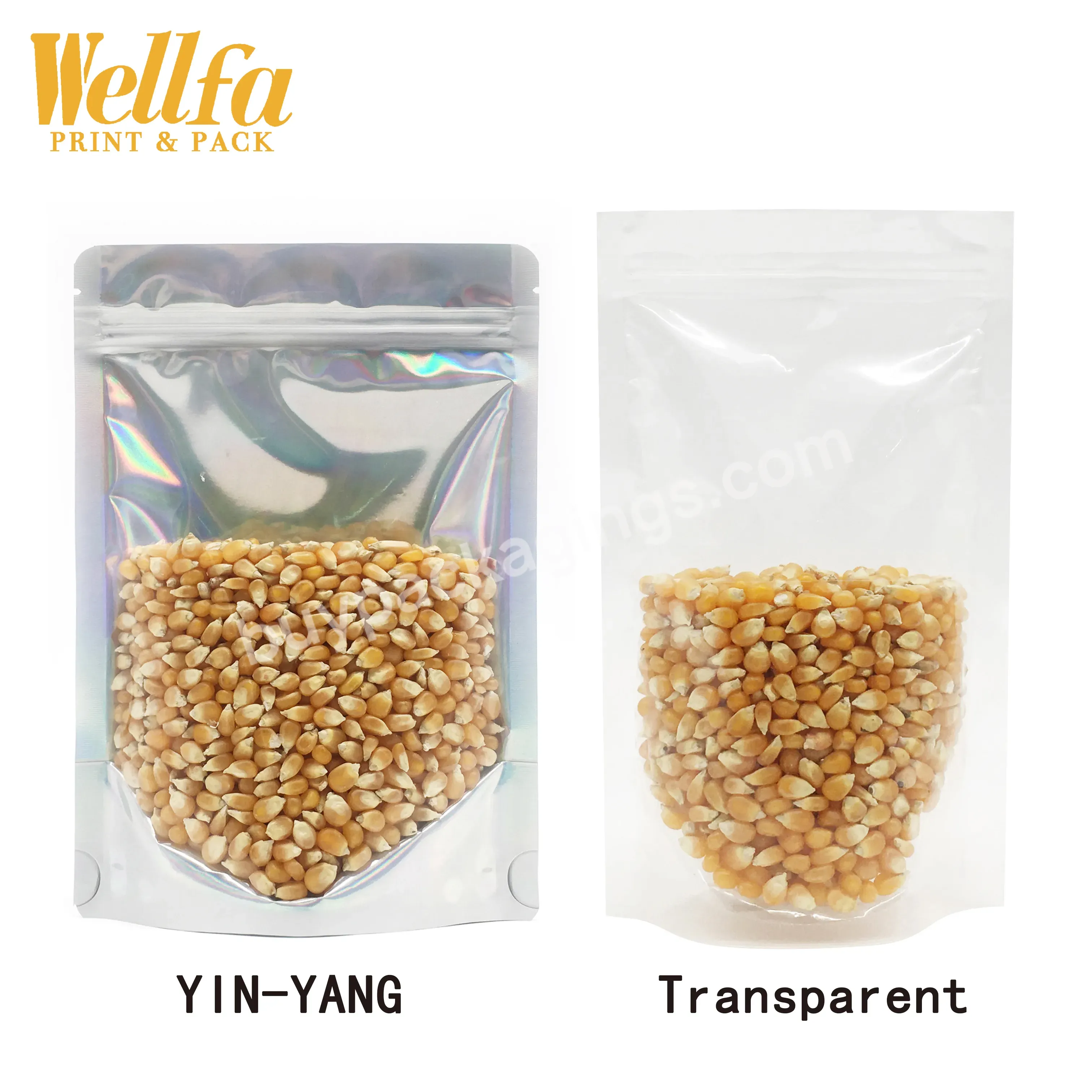 Factory Oem Custom Low Moq Laser Maretials Doyback Packaging Zipper Mylar Pouch For Food Snack