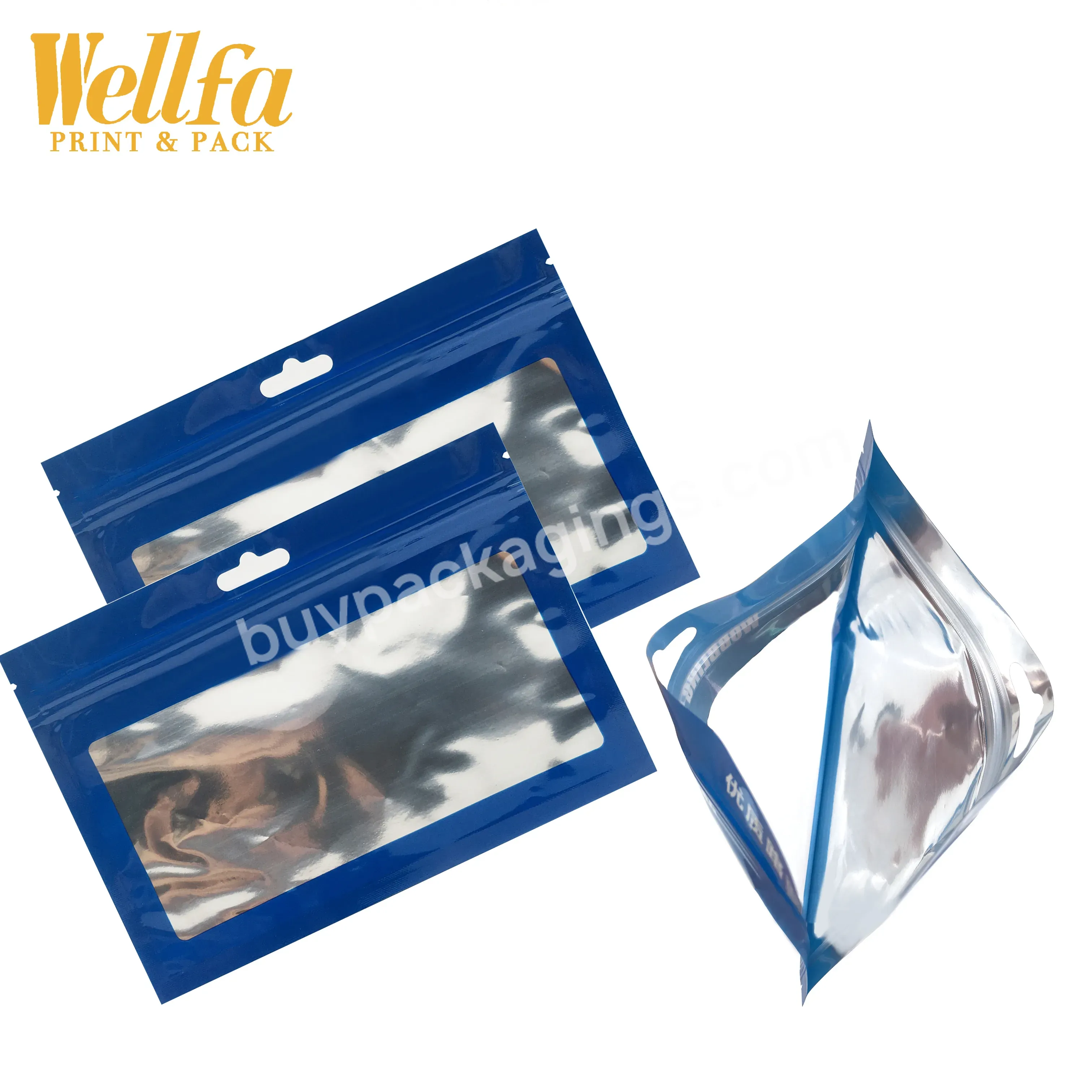 Factory Oem Custom Print Plastic Flat Pouch Aluminum Foil Three Side Seal Packaging For Clothes Snake