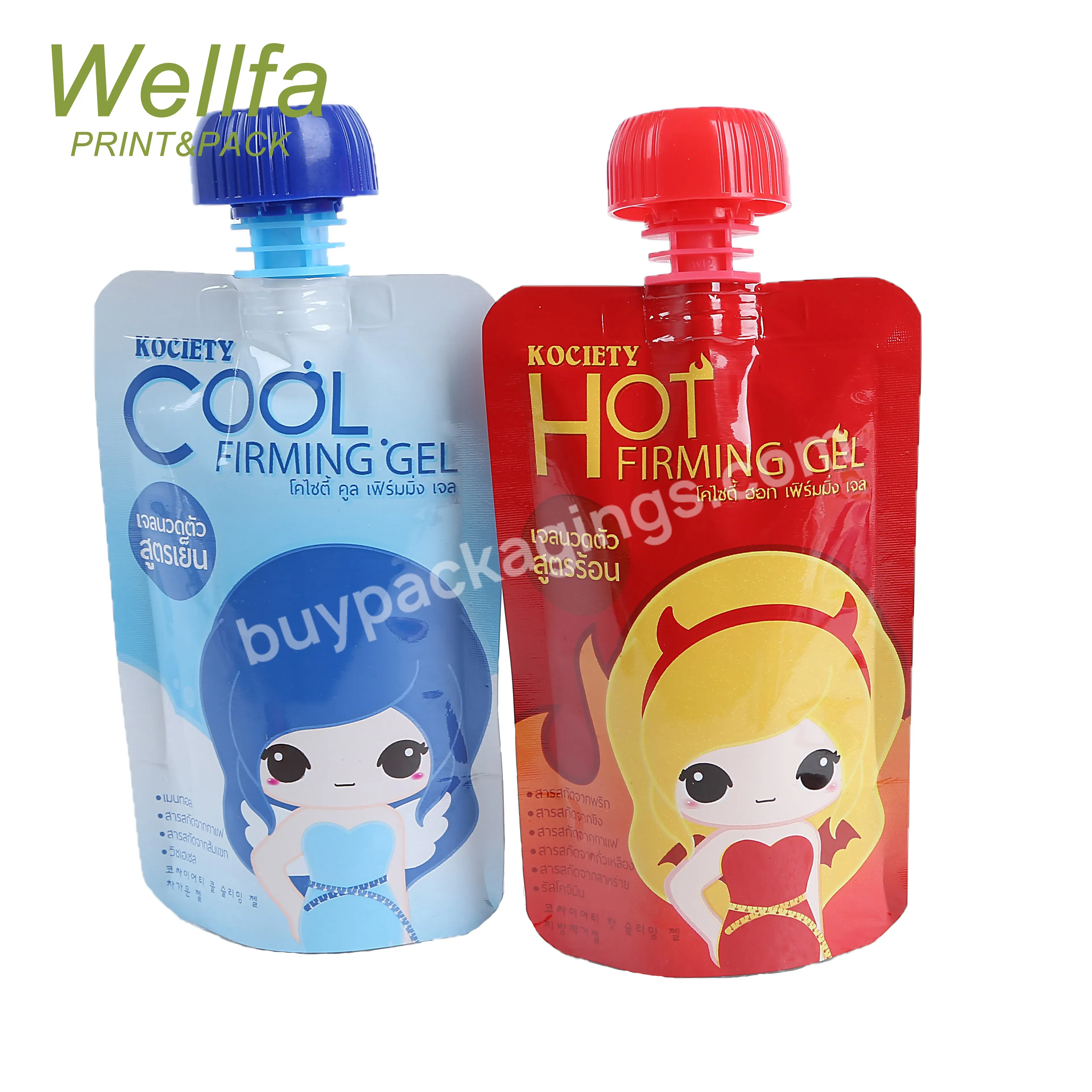 Factory Oem Custom Printed Food Grade Packaging Stand Up Pouch With Spout For Snack Jelly Liquid Beverage